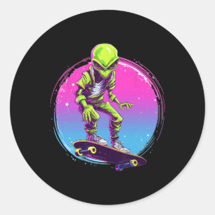 Fantastiska skateboardtröjor Alien Skater - Skateb Runt Klistermärke