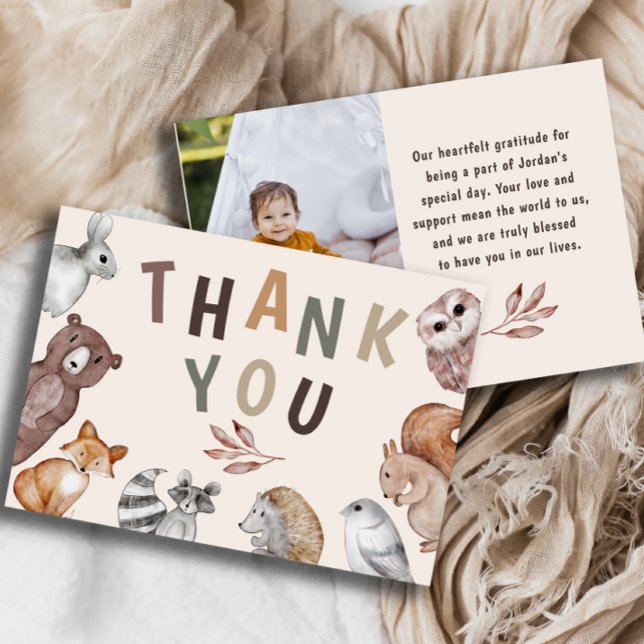 Fantastiska SkogsDjur Födelsedags Tackkort Tack Kort (Skapare uppladdad)