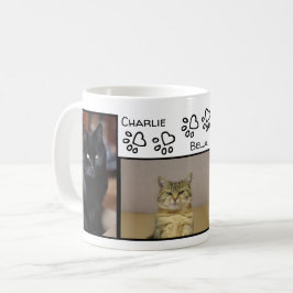 Fantastiska tassavtryck hjärtan Tre kattnamn och f Kaffemugg