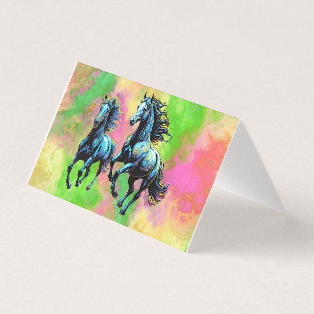 Fantastiska två Galloping Horses Kort (Framsida)