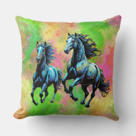 Fantastiska två Galloping Horses Kudde