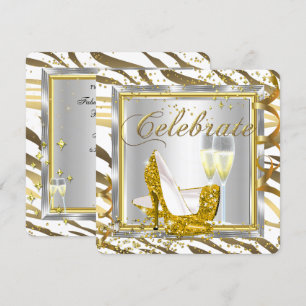 Fantastiska Zebrastreck Champagne Guld Silver Flic Inbjudningar