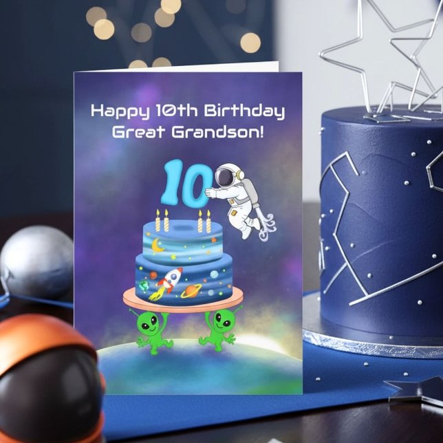 Fantastiske sonson Glad 10-årsdag Astronaut Kort (Skapare uppladdad)