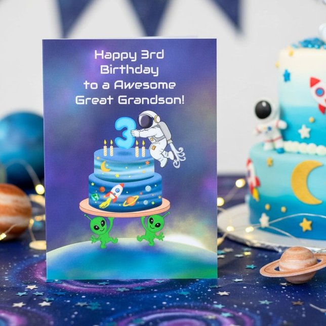 Fantastiske sonson Glad 3-årsdag Astronaut Kort (Skapare uppladdad)