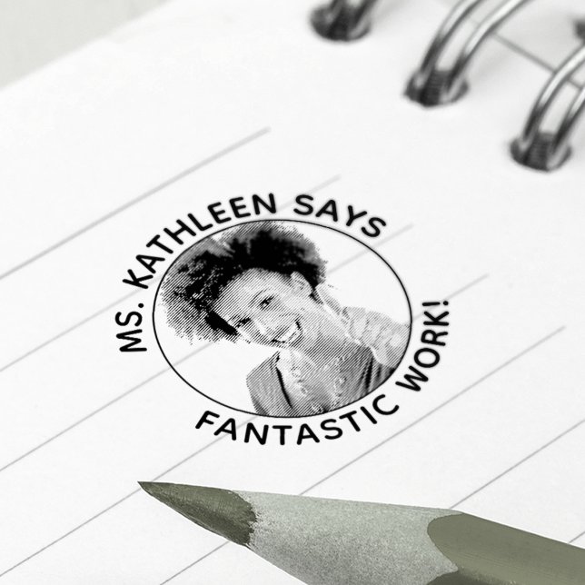 Fantastiskt Arbete Foto Anpassad Lärare Självfärgande Stämpel (Fantastic Work Photo Teacher Personalized Self-inking Stamp)