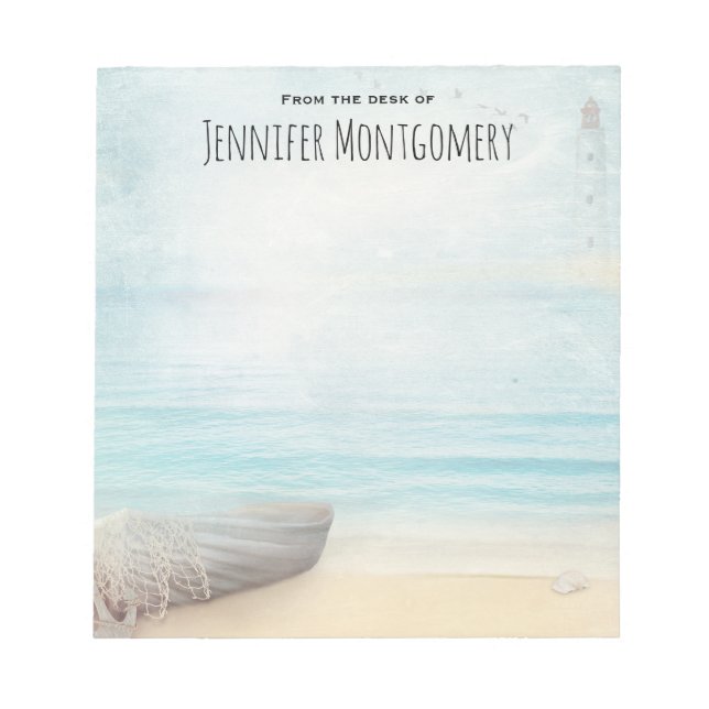 Fantastiskt bågscen med båt och fyr anteckningsblock (Framsida)