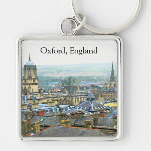 Fantastiskt beskåda, Oxford, England, tak bästa Fyrkantig Silverfärgad Nyckelring