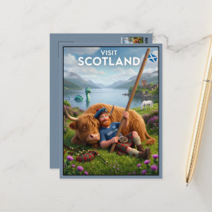 Fantastiskt Besök Skottland 3D Nessie, Enhörning Vykort