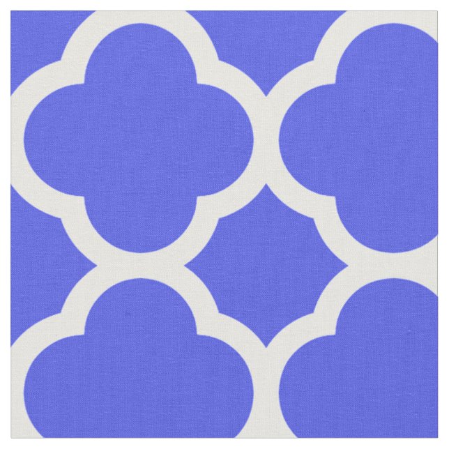 Fantastiskt blå Quatrefoil Mönster Tyg (Närbild)