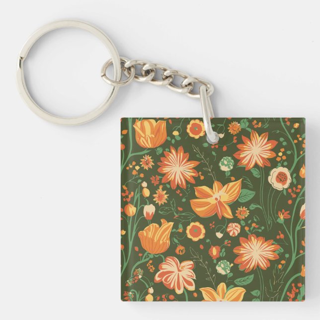 Fantastiskt Blommönster med Orange- och Gult-blomm (Framsidan)