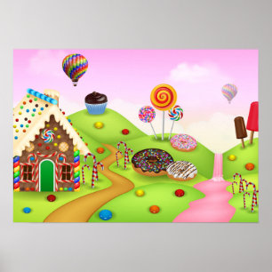 Fantastiskt Candy Land liggande - bakgrund Poster