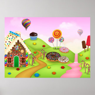 Fantastiskt Candy Land liggande - bakgrund Poster