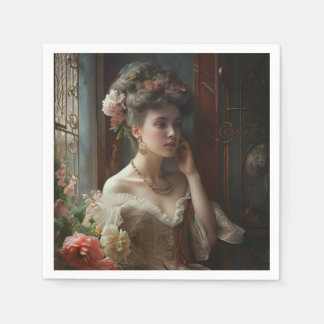 Fantastiskt Dam i en Silke-blomstersändare. Pappersservett