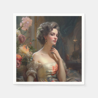 Fantastiskt Dam i en Silke-blomstersändare. Pappersservett