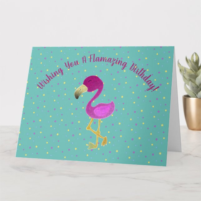 Fantastiskt Flamingo Helgdag-vykort Kort (Liten växt)