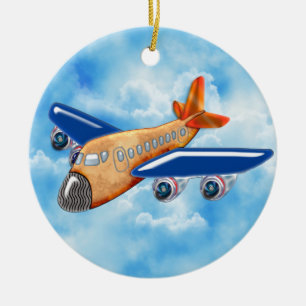 Fantastiskt flygplan julgransprydnad keramik