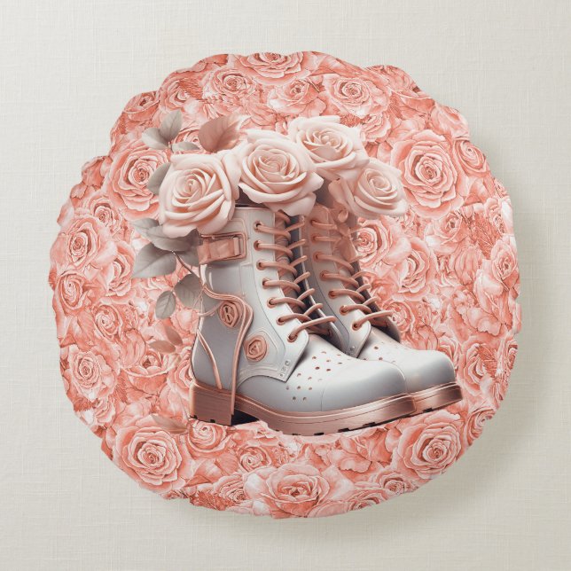 Fantastiskt fredsmeddelande på skär rund rosenkudd rund kudde (Framsidan)