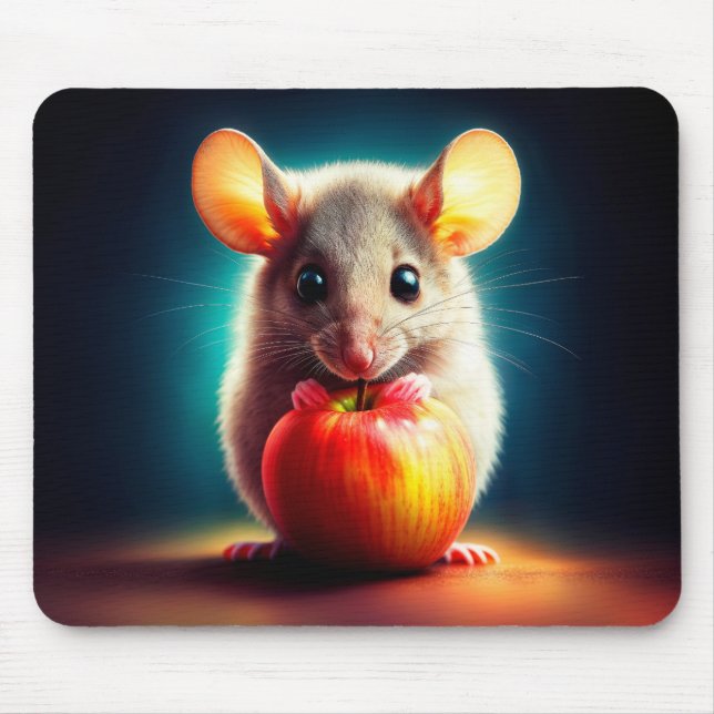 Fantastiskt hårig rödäppelfoder för djur musmatta (Framsidan)