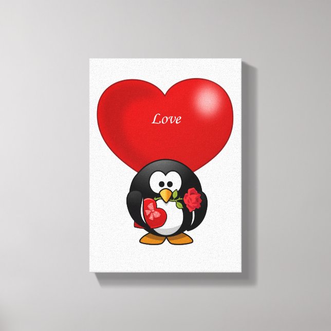 Fantastiskt Kanvastryck Valentines Penguin (Framsida)