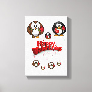 Fantastiskt Kanvastryck Valentines Penguin