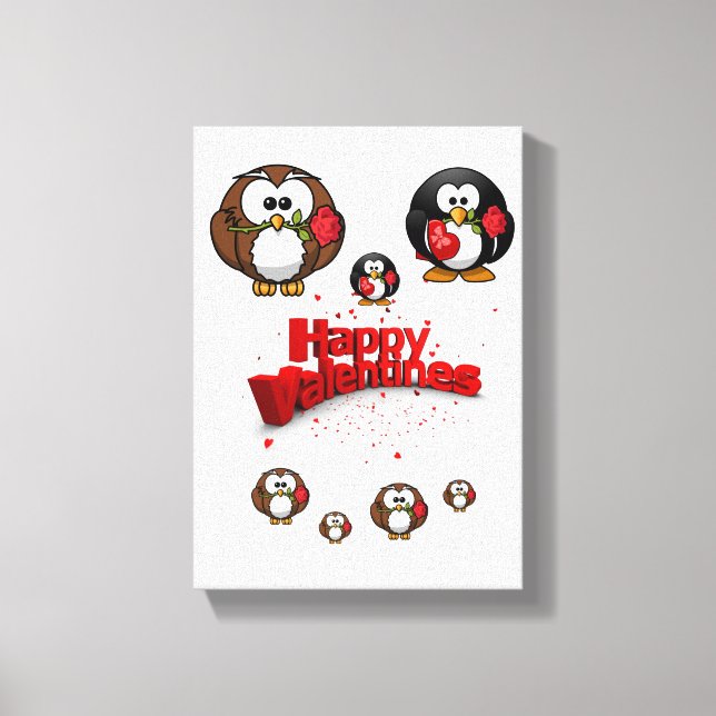 Fantastiskt Kanvastryck Valentines Penguin (Framsida)