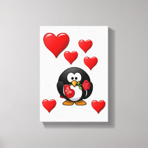 Fantastiskt Kanvastryck Valentines Penguin
