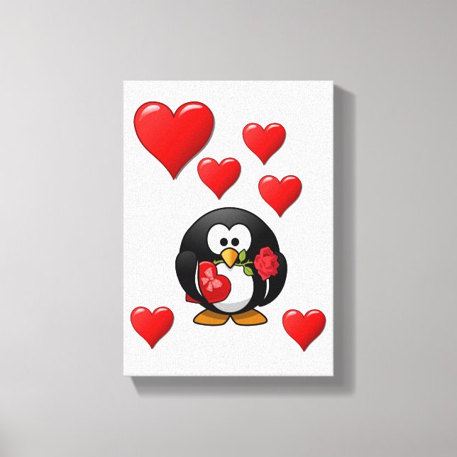 Fantastiskt Kanvastryck Valentines Penguin (Framsida)