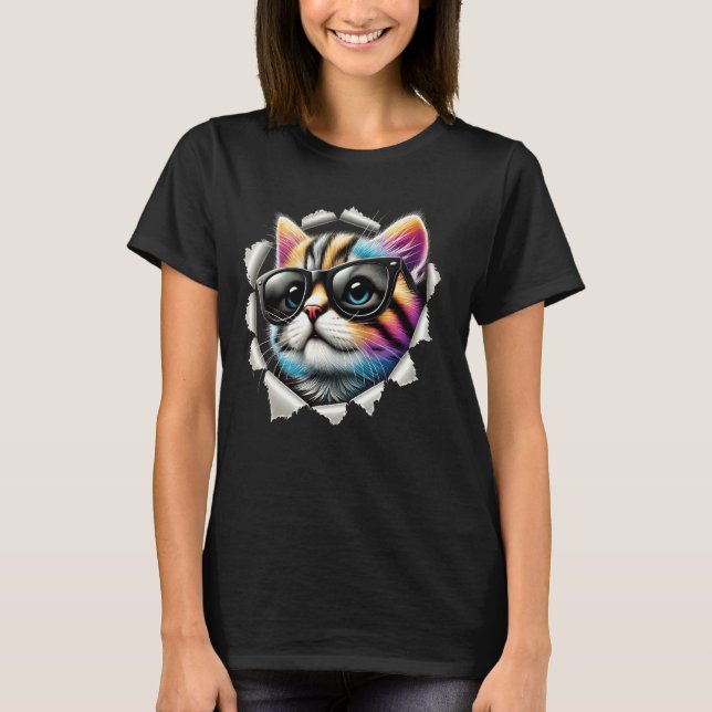 Fantastiskt Kitten Cracks Wall Delight T Shirt (Framsida)
