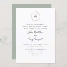 Fantastiskt litet löv, formellt monogram bröllop inbjudningar