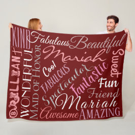 Fantastiskt Maid of honor personalize Namn 'n Ord' Fleecefilt