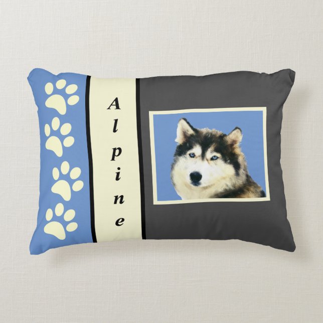 Fantastiskt målat Siberian husky-dekorfärg Prydnadskudde (Framsidan)