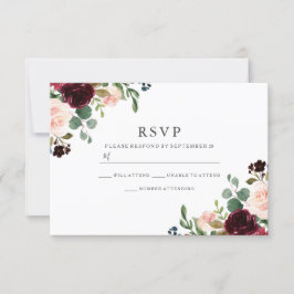 Fantastiskt  och burgundära blommor Elegant bröllo OSA Kort