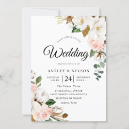 Fantastiskt och vita blommor Elegant bröllop Inbjudningar