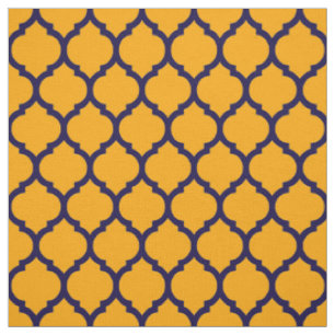 Fantastiskt orange-blått marockanskt quatrefoil-mö tyg