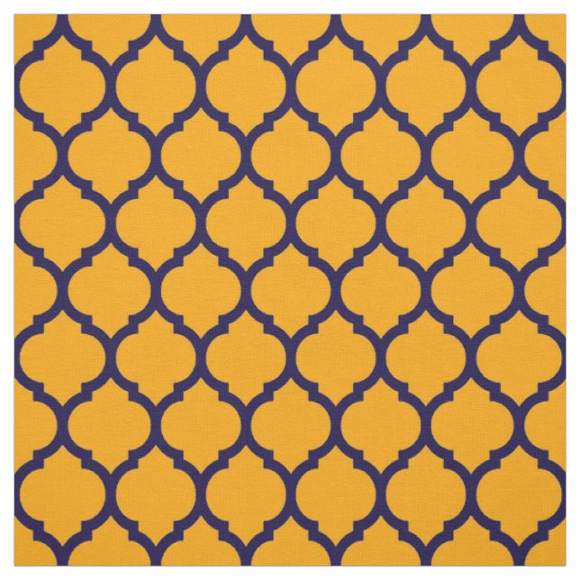 Fantastiskt orange-blått marockanskt quatrefoil-mö tyg (Provkarta)