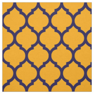 Fantastiskt orangeblått morockanskt quatrefoil-mön tyg