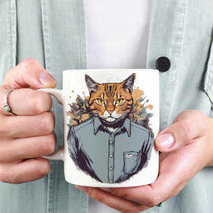 Fantastiskt på skjortan och slips, Katt Kaffemugg