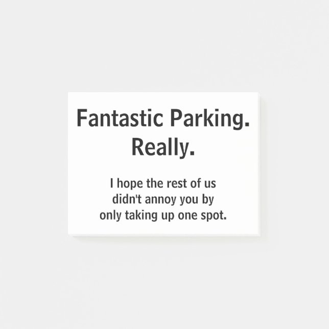 Fantastiskt parkera. Verkligt Post-it Block (Framsida)