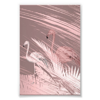 Fantastiskt Rosa Flamingo Affisch i Tropisk Skog Fototryck