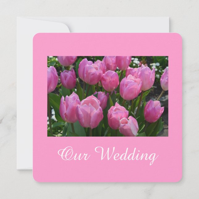 Fantastiskt rosa tulip-blomning inbjudningar (Baksida)