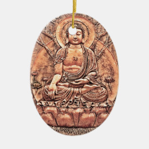 Fantastiskt specificerat förkoppra Buddha Julgransprydnad Keramik