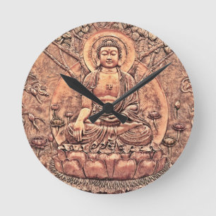 Fantastiskt specificerat förkoppra Buddha Rund Klocka
