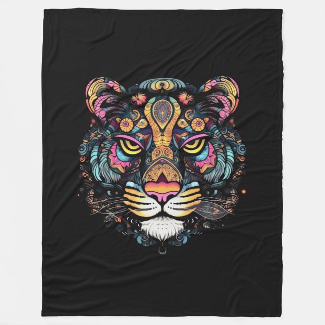 Fantastiskt Tigerhuvud  Fleecefilt (Framsidan)