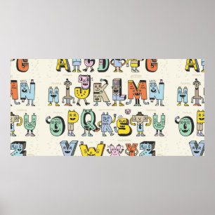 Fantastiskt underbart alfabet. Wacky Doodle Brev D Poster
