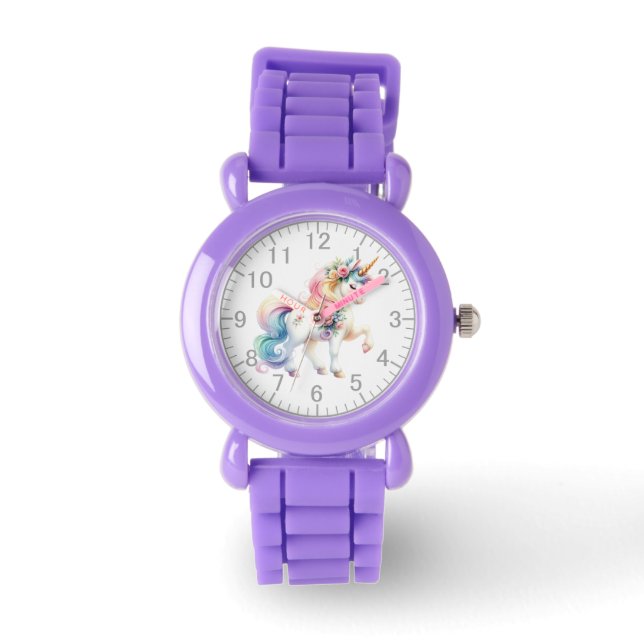 Fantastiskt Unicorn & Flowers Armbandsur (Framsida)