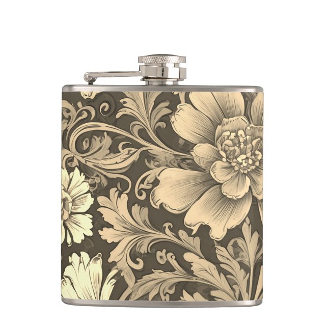 Fantastiskt Vintage Sepia Blommönster  Fickplunta (Framsidan)