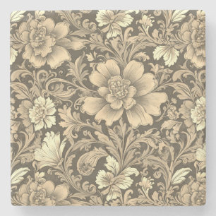 Fantastiskt vintage sepia blommönster stenunderlägg