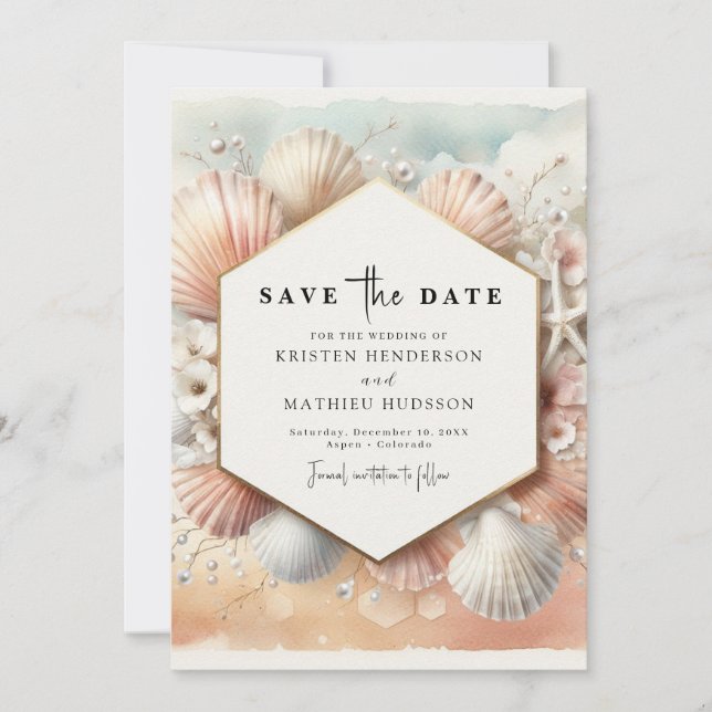 Fantastiskt Whimsical Beach Wedding Spara Datumet (Framsida)