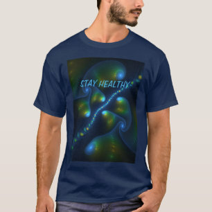 Fantasy Abstrakt Blue Grönt Gult Fractal Text T Shirt