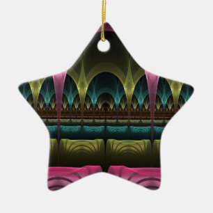 Fantasy, Abstrakt Colorful Fractal Art Julgransprydnad Keramik